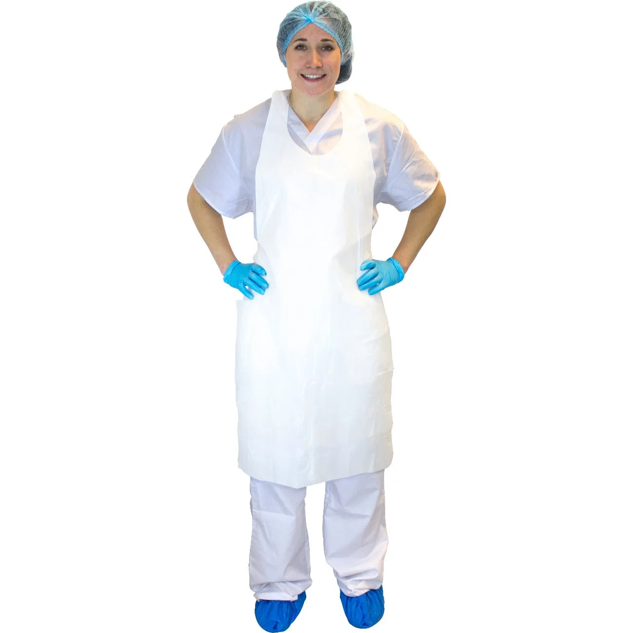 10 Micron White Polyethylene Aprons (100/cs)