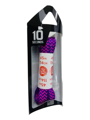 10 Seconds ® Athletic Printed Flat Laces | Pink/Purple Chevron