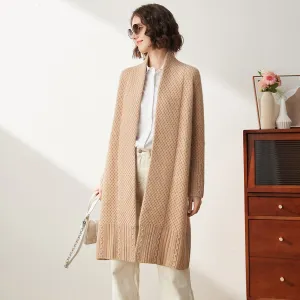 100% Cashmere Womens Knitted Cardigan Coat