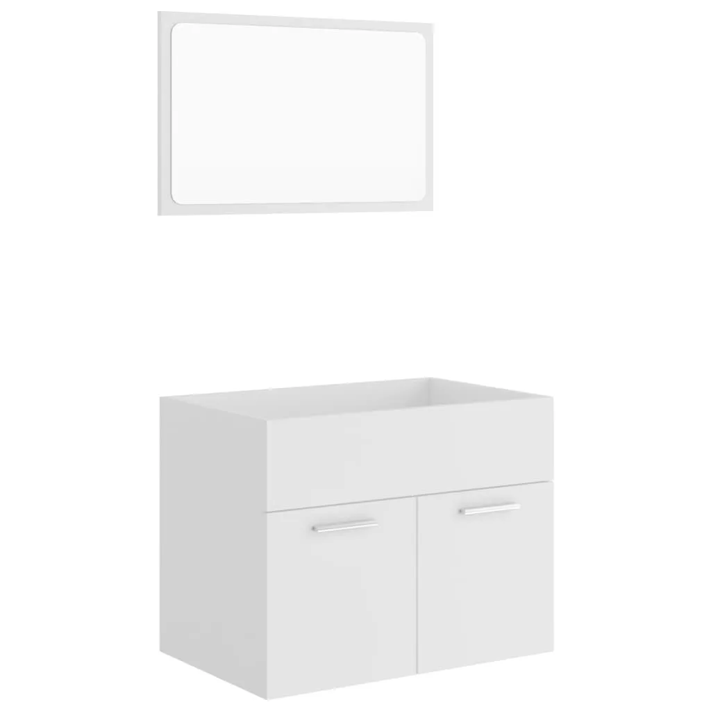 2 Piece Bathroom Furniture Set White Chipboard