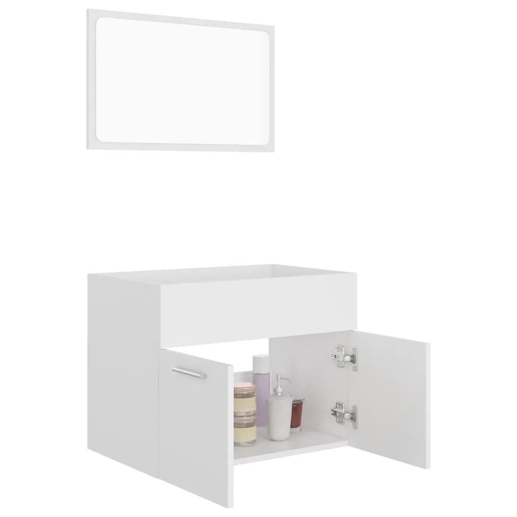 2 Piece Bathroom Furniture Set White Chipboard