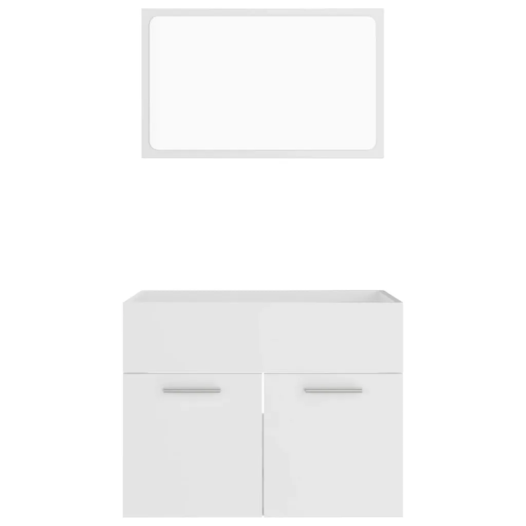 2 Piece Bathroom Furniture Set White Chipboard