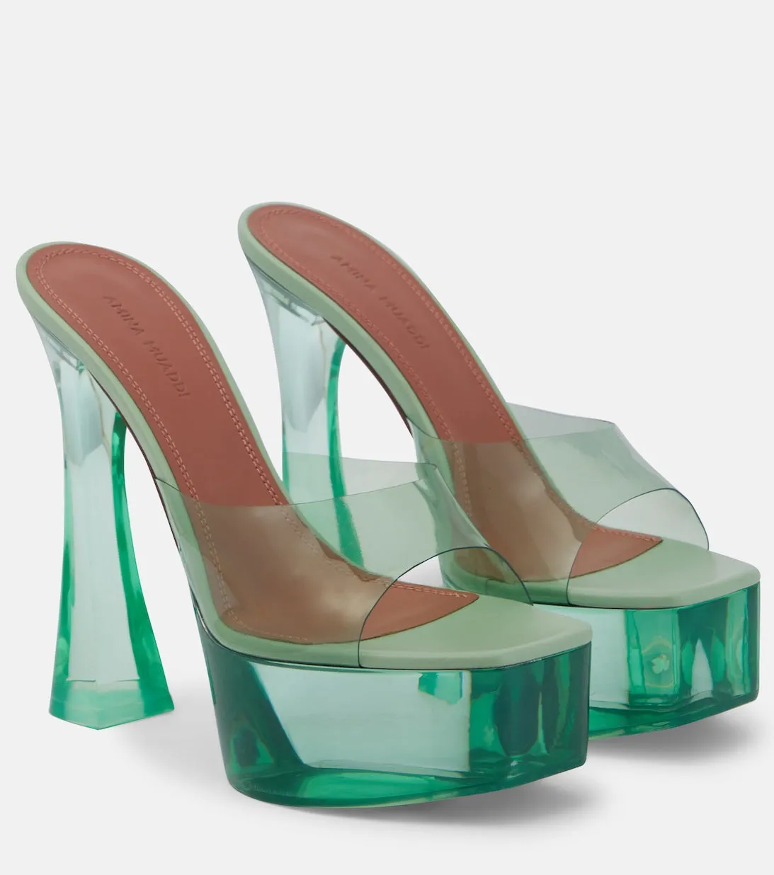 Amina Muaddi PVC platform Dalida mules, green