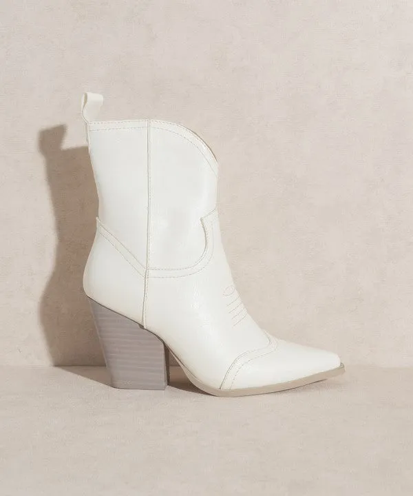 Ariella White Western Short Boot