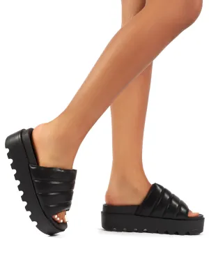 Codie Black PU Chunky Platform Sliders