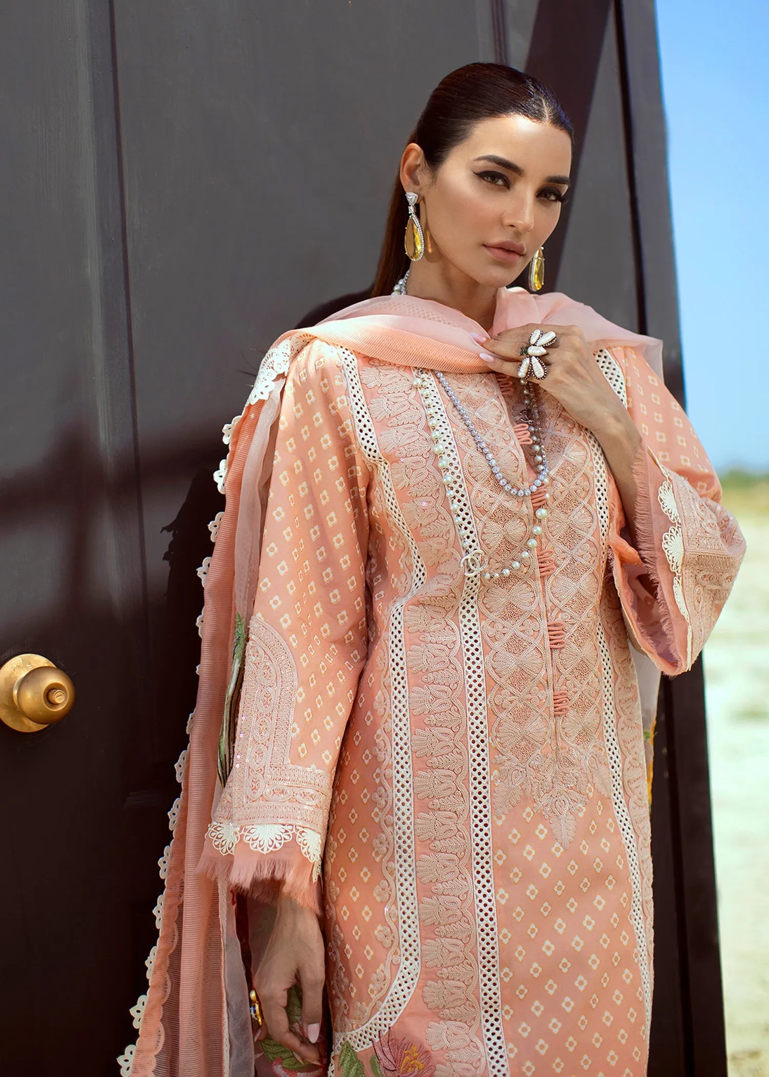 Crimson X Saira Shakira Luxury Lawn Collection 2022 – Summer Blooms - 6B - Blush