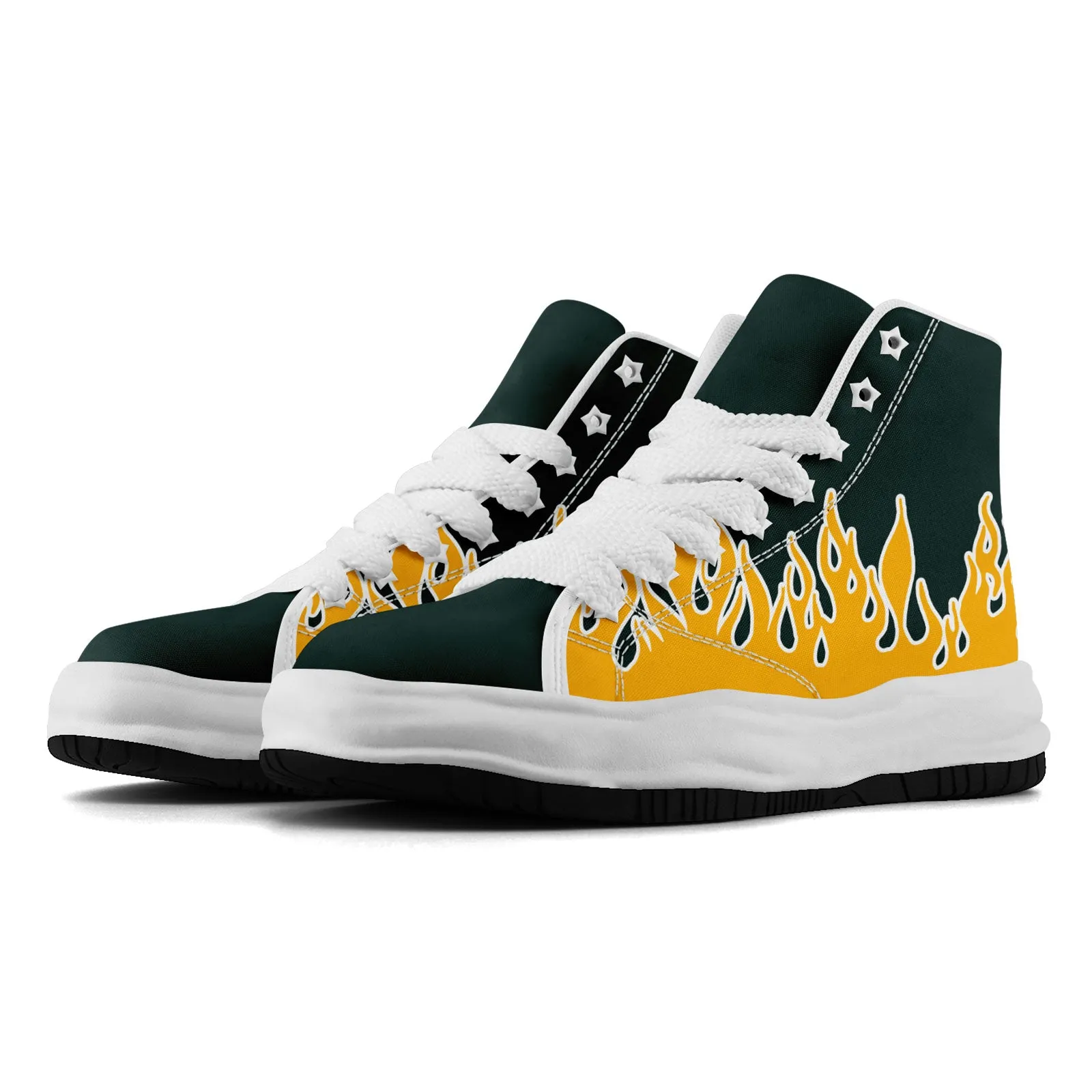 Custom Green Yellow Green Bay Firesoul Shoes Personalized Sneaker FN039-D020272-13