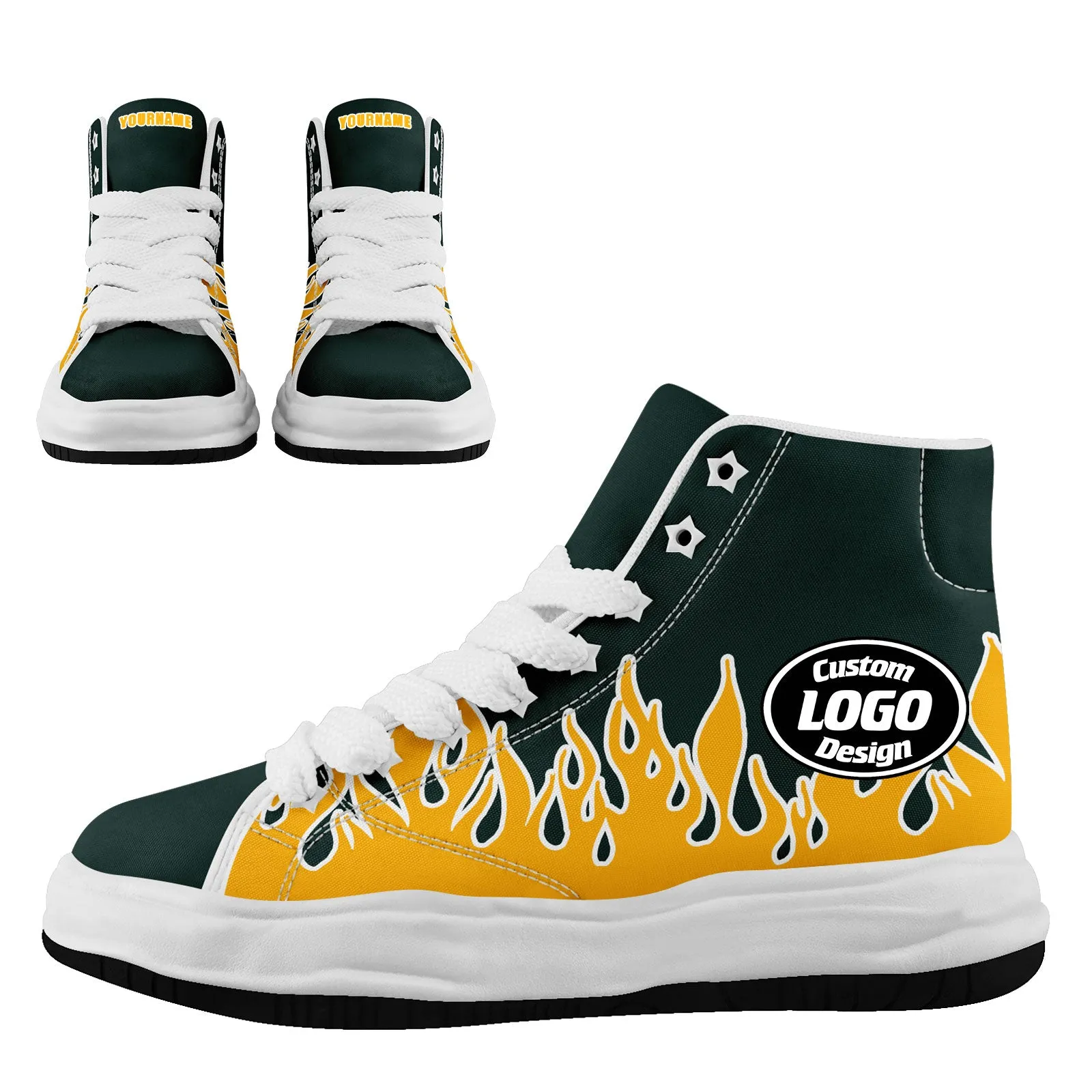 Custom Green Yellow Green Bay Firesoul Shoes Personalized Sneaker FN039-D020272-13