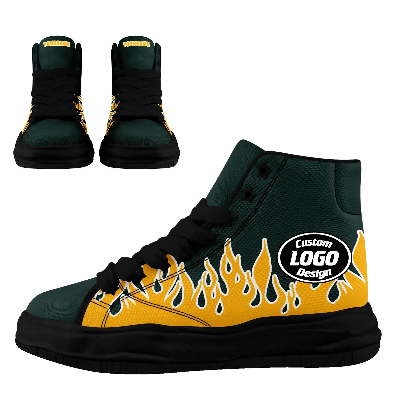 Custom Green Yellow Green Bay Firesoul Shoes Personalized Sneaker FN039-D020272-13