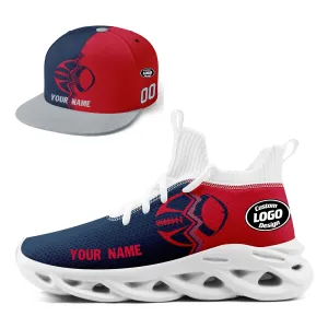 Custom Red Blue Massachusetts MaxSoul Shoes and Hat Combo Offer Personalized Combo ZH-D028017-29