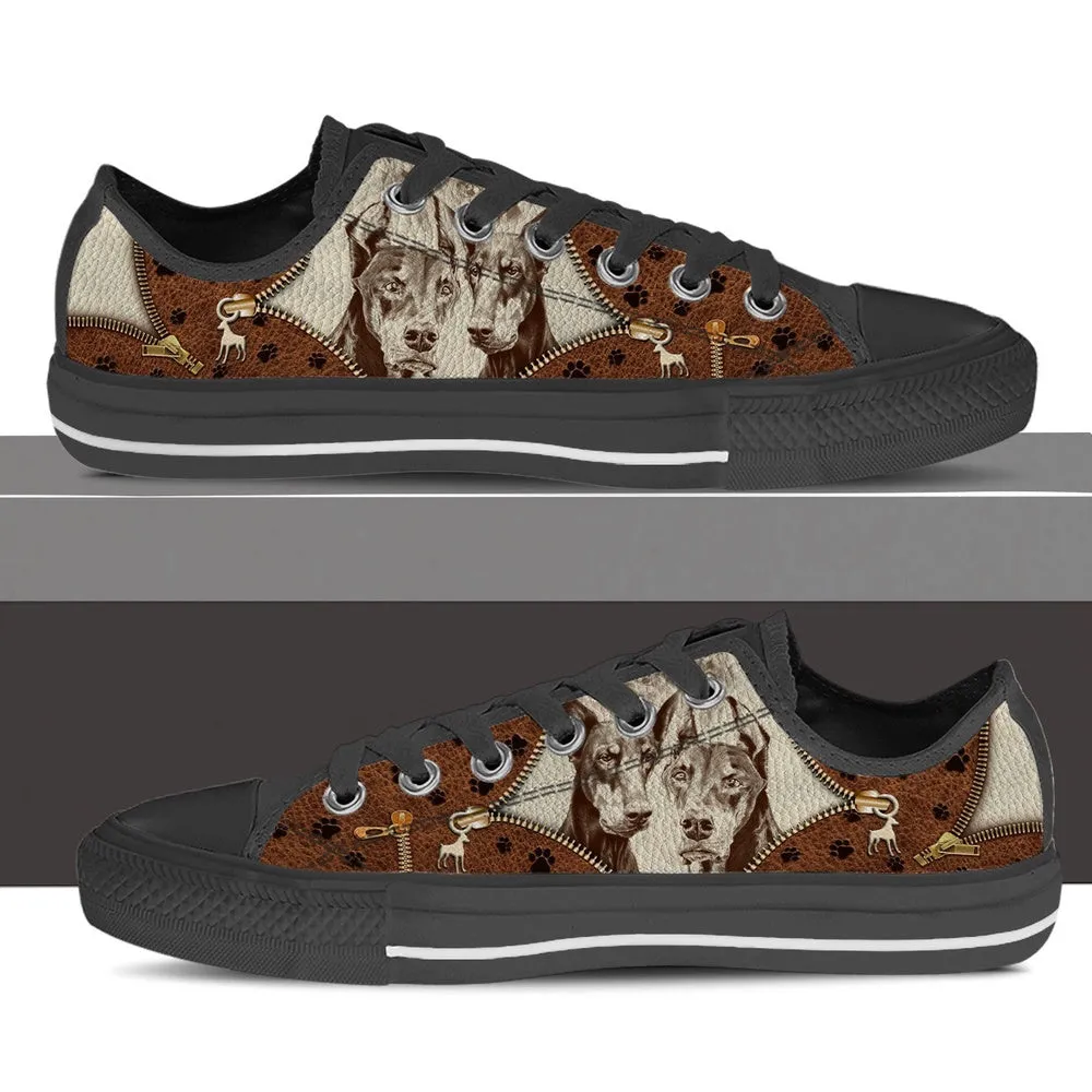 Doberman Low Top Shoes - Low Top Sneaker - Dog Walking Shoes Men Women, Dog Printed Shoes, Canvas Shoes For Men, Women