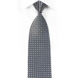 Elle Homme Men's Crystal Silk Tie Silver Geometric On Navy Sparkling With Rhinestones