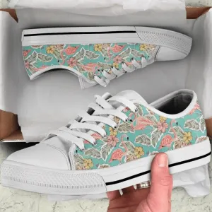 Floral Dog Low Top Shoes Blossom Into Canine Elegance, Dog Printed Shoes, Canvas Shoes For Men, Women