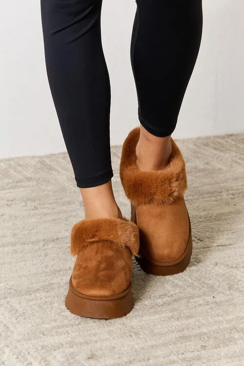 Furry Chunky Platform Slippers