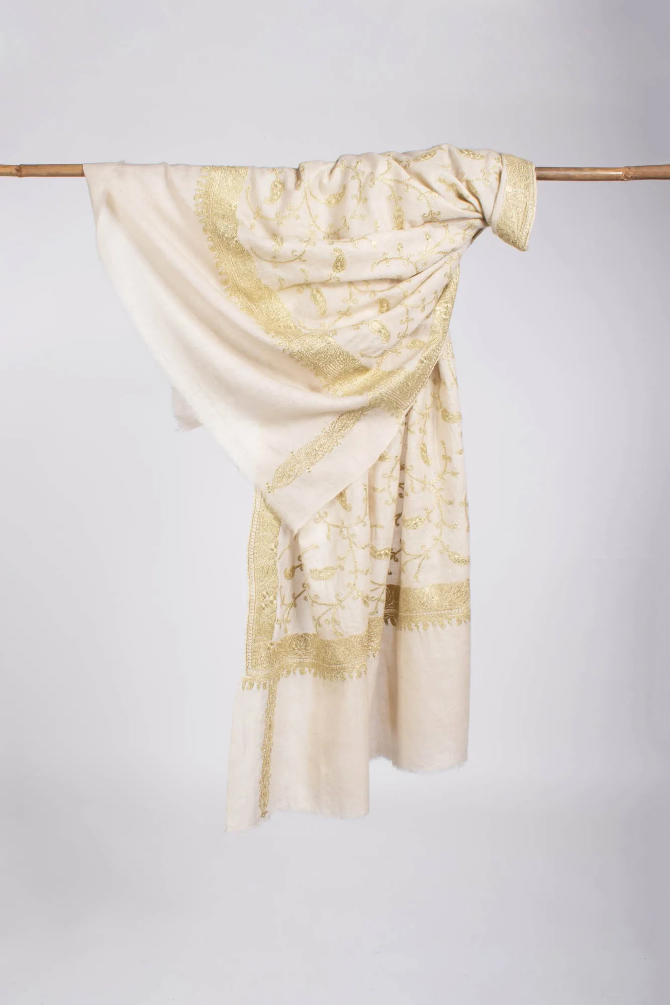 Gi Certified Hand Spun Tilla Embroidered Shawl - WAILUKU