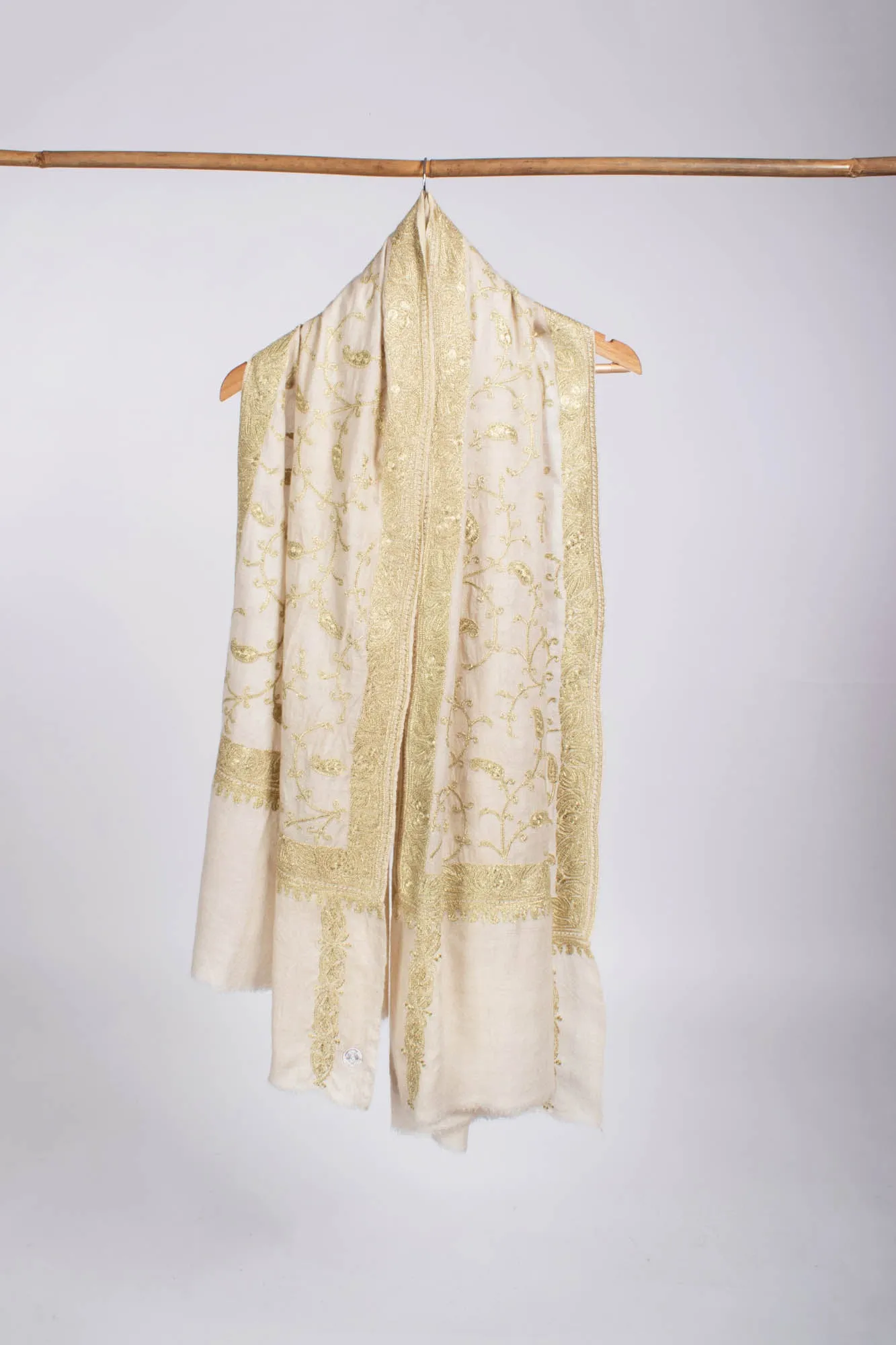 Gi Certified Hand Spun Tilla Embroidered Shawl - WAILUKU