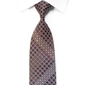 Indian Homme Rhinestone Necktie Purple Geometric On Navy With Sparkles