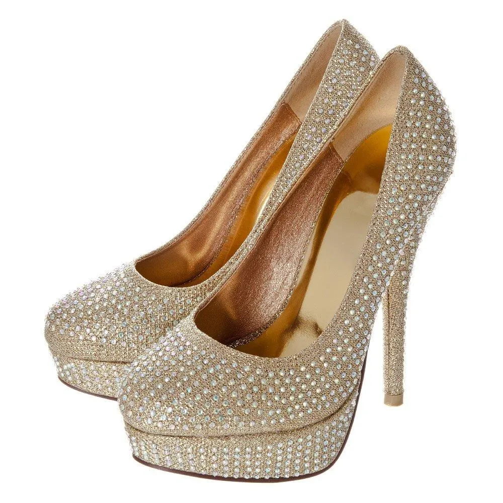 Jenika Round Toe High Heel Concealed Platform Court Shoe