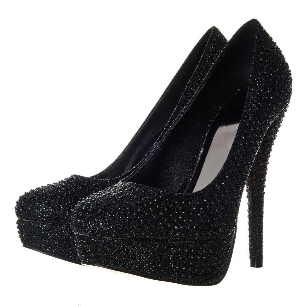 Jenika Round Toe High Heel Concealed Platform Court Shoe