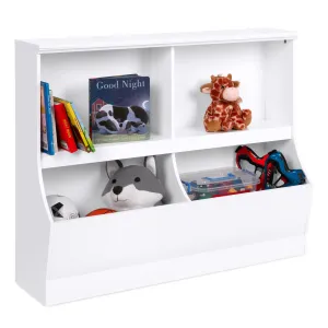 Kids Wooden Storage Cabinet for Toys, Books w/ 2 Shelves, 2 Cubbies