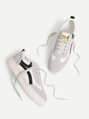 Lace Up Splice Platform Sneakers