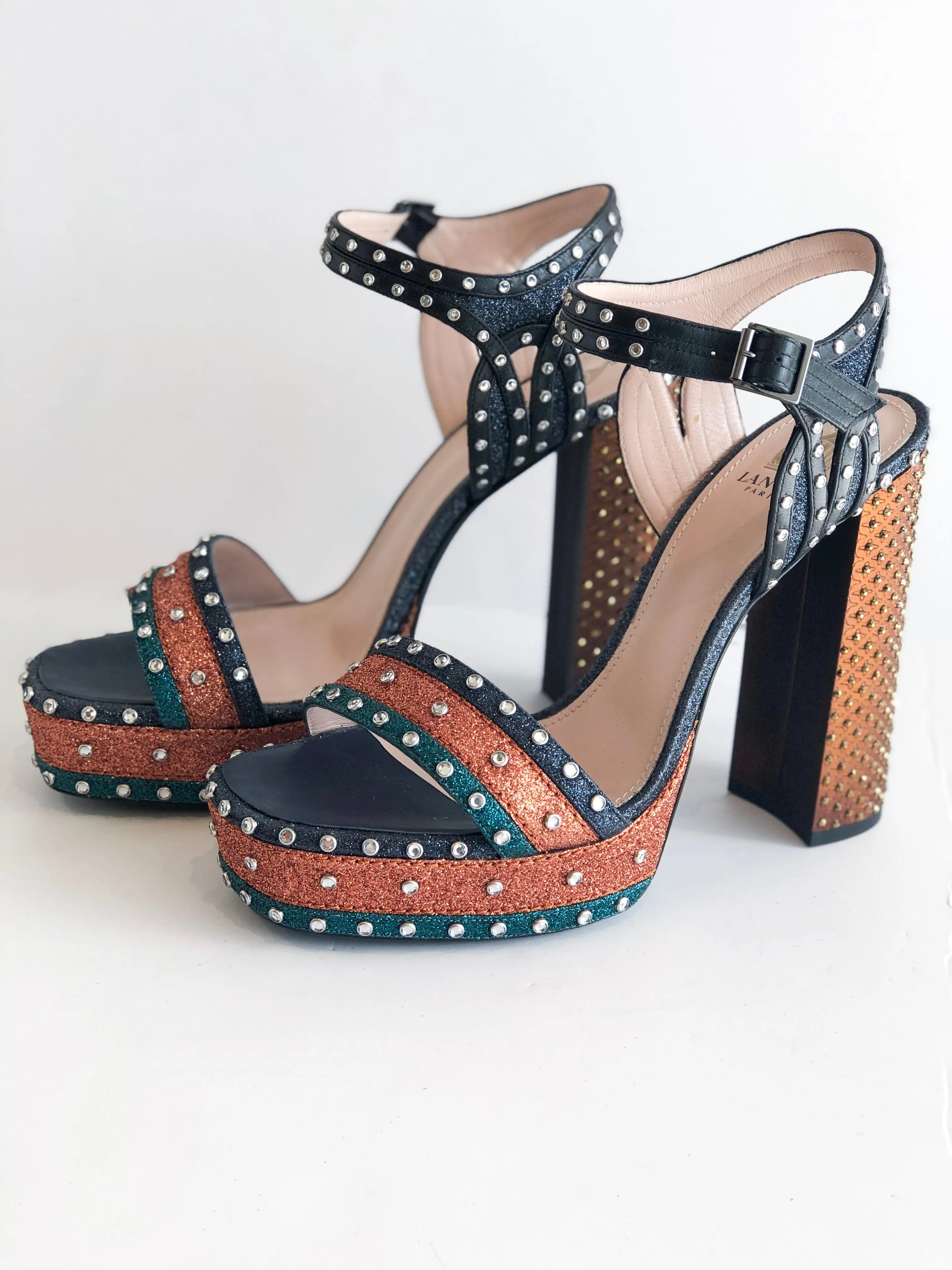 Lanvin Jeweled Platform Heels