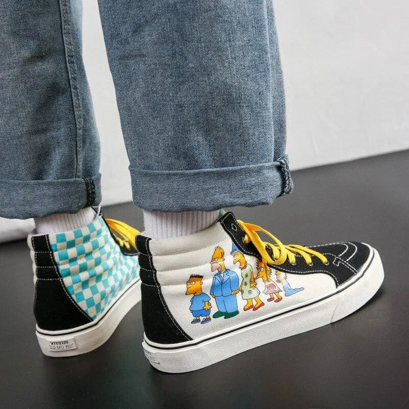 Men Cartoon Printed Canvas Shoes