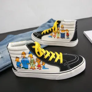 Men Cartoon Printed Canvas Shoes