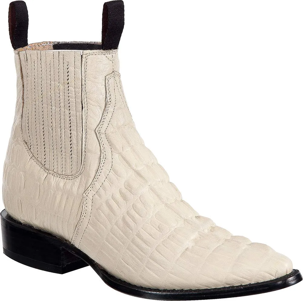 Men’s Short Ankle Crocodile Alligator Print Leather Boot