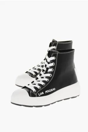 Moschino LOVE Leather High-Top Sneakers with Platform