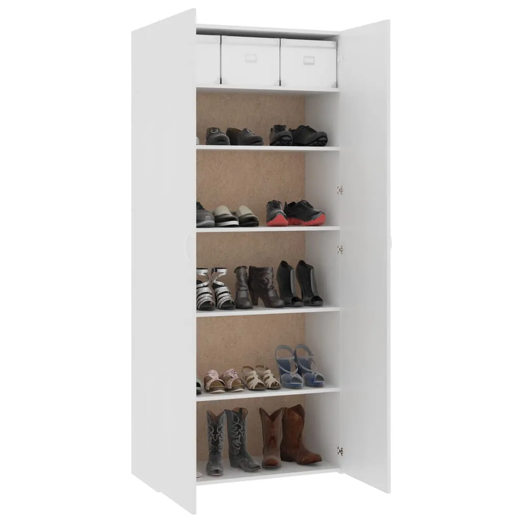 Shoe Cabinet White 80x35.5x180 cm Engineered Wood