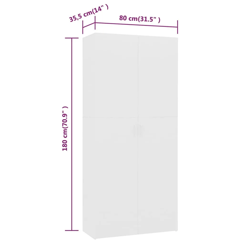 Shoe Cabinet White 80x35.5x180 cm Engineered Wood