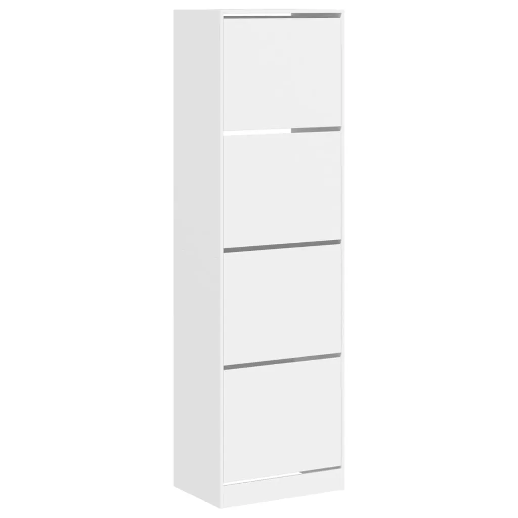 Shoe Cabinet with 4 Flip-Drawers White 60x42x204 cm