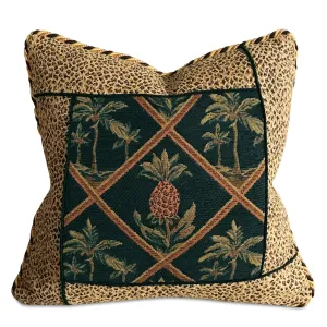 Vintage Pineapple Tapestry With Cheetah Luxury Woven Throw Pillow Cover 16x16