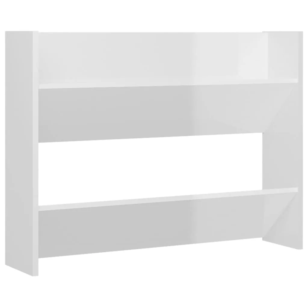 Wall Shoe Cabinets 2 pcs High Gloss White 80x18x60 cm Engineered Wood